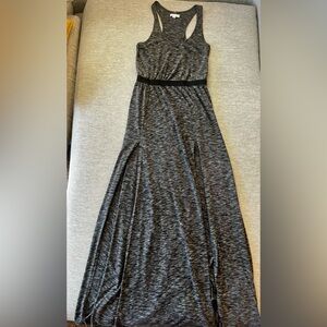 Silence + Noise dark grey heathered racer back dress double front slits size S